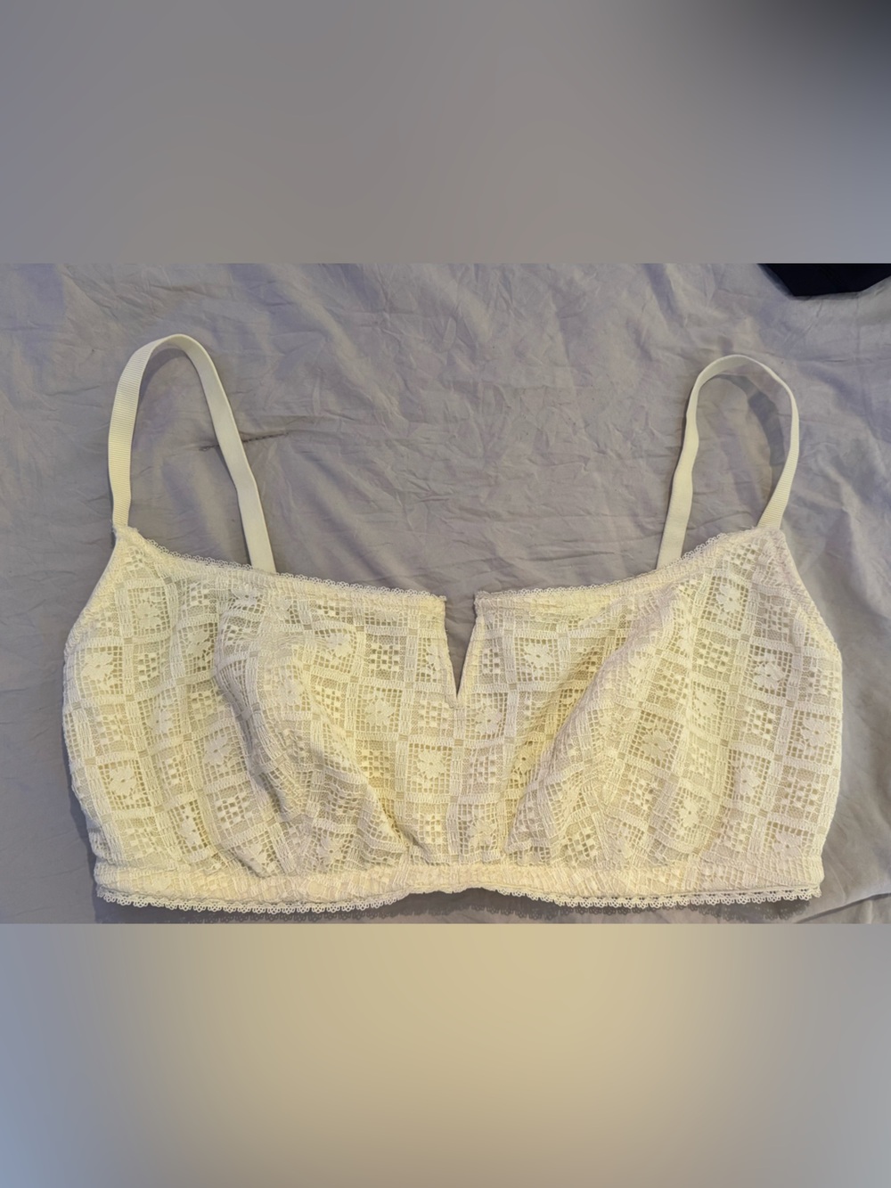 aerie Cream Lace Bralette with Scalloped Trim
